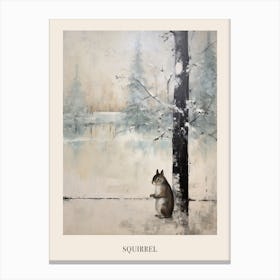 Vintage Winter Animal Painting Poster Squirrel 3 Canvas Print