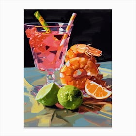 Shrimps Cocktail Oil Painting 4 Canvas Print