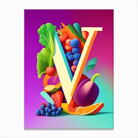 V  For Vegetables, Letter, Alphabet Pop Art Matisse 2 Canvas Print