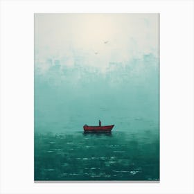 Red Boat In The Fog 1 Canvas Print