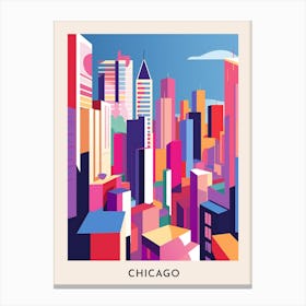 Chicago Colourful Travel Poster 6 Canvas Print