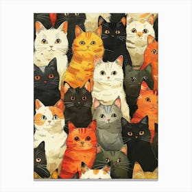 Perfectly Repeatable Artwork With Cute Cat Faces 12 Canvas Print