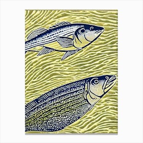 Bluestreak Cleaner Wrasse II Linocut Canvas Print