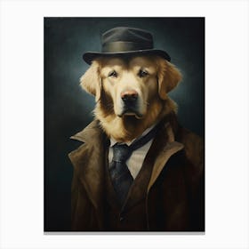 Gangster Dog Golden Retriever Canvas Print