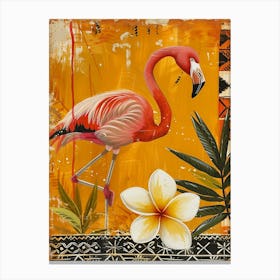 Greater Flamingo And Tiare Flower Boho Print 4 Canvas Print