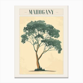 Mahogany Tree Minimal Japandi Illustration 3 Poster Canvas Print