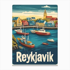 Aihrgdesign A Classic 1960s Travel Poster For Reykjavik 2 Canvas Print