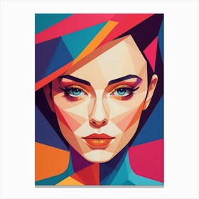 Colorful Geometric Woman Portrait Low Poly (11) Canvas Print