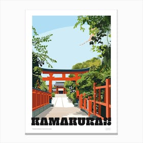 Kamakuras Tsurugaoka Hachimangu Japan 3 Colourful Illustration Poster Canvas Print