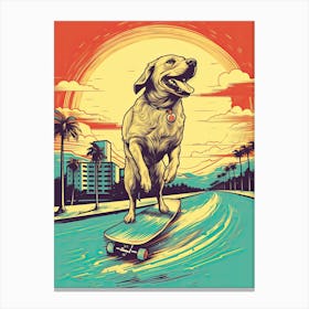 Labrador Dog Skateboarding Illustration 3 Canvas Print