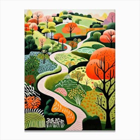 Garden Of Cosmic Speculation, United Kingdom In Autumn Fall Illustration 2 Canvas Print