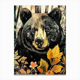 Black Bear In The Woods animal art Canvas Print