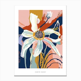 Colourful Flower Illustration Poster Oxeye Daisy 4 Canvas Print