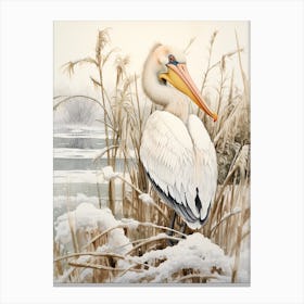 Winter Bird Painting Pelican 3 Canvas Print