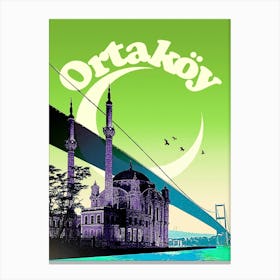 Ortakoy, Turkey, Vintage Travel Poster Canvas Print