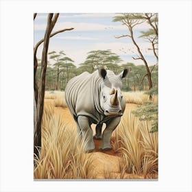Rhinoceros In The African Savannah 2 Canvas Print