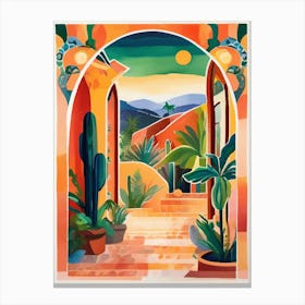 Cactus Garden, Colorful Mexican landscape Canvas Print