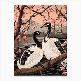 Art Nouveau Birds Poster Swan 3 Canvas Print