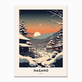 Winter Night  Travel Poster Nagano Japan 2 Canvas Print