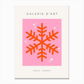 Christmas Snowflake Pink And Orange Canvas Print