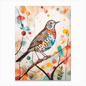 Bird Painting Collage Hermit Thrush 1 Canvas Print