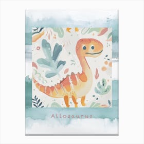 Allosaurus Dinosaur Muted Pastels Pattern 2 Poster Canvas Print
