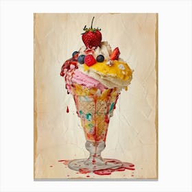 Retro Kitsch Ice Cream Sundae 3 Canvas Print