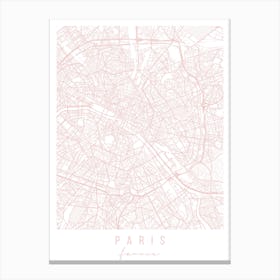 Paris France Light Pink Minimal Street Map Canvas Print