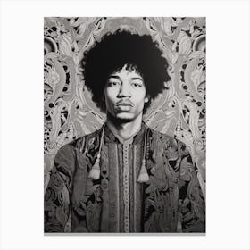 Jimi Hendrix B&W 4 Canvas Print