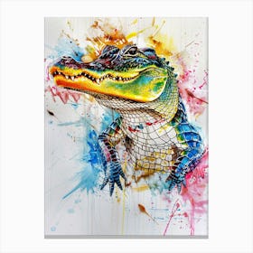 Alligator Colourful Watercolour 1 Canvas Print