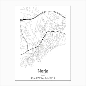 Nerja,Spain Minimalist Map Canvas Print