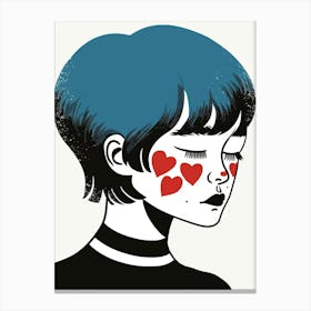 Girl With Hearts On Her Face Canvas Print