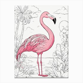 Flamingo In The Jungle Canvas Print