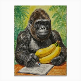 Gorilla Reading Canvas Print