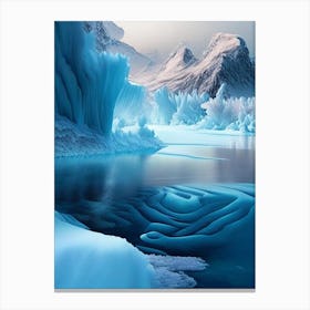 Frozen Landscapes With Icy Water Formations Waterscape Crayon 1 Canvas Print