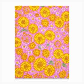 Buttercup Floral Print Warm Tones1 Flower Canvas Print