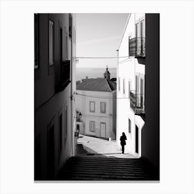 Lisbon, Portugal, Mediterranean Black And White Photography Analogue 2 Canvas Print