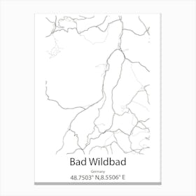 Bad Wildbad,Germany Minimalist Map Canvas Print