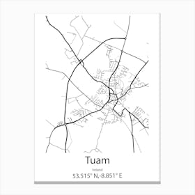 Tuam,Ireland Minimalist Map Canvas Print