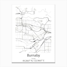 Burnaby,Canada Minimalist Map Canvas Print