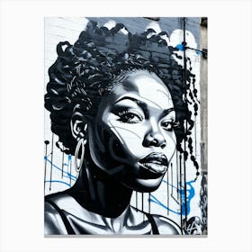 Graffiti Mural Of Beautiful Black Woman 78 Canvas Print