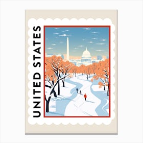 Retro Winter Stamp Poster Washington Dc Usa Canvas Print