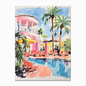The Ritz Carlton Bacara, Santa Barbara   Santa Barbara, California   Resort Storybook Illustration 8 Canvas Print