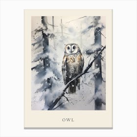 Winter Watercolour Owl 2 Poster Canvas Print