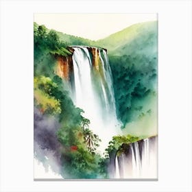 Jog Falls, India Water Colour  (3) Canvas Print