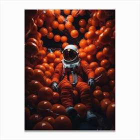 Astronaut In Orange Balls Canvas Print