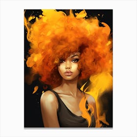 Afro Girl With Fire Canvas Print