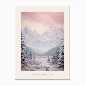 Dreamy Winter National Park Poster  Grand Teton National Park United States 4 Canvas Print