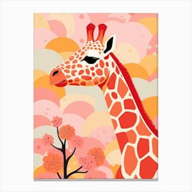 Pink Dotwork Giraffe 2 Canvas Print