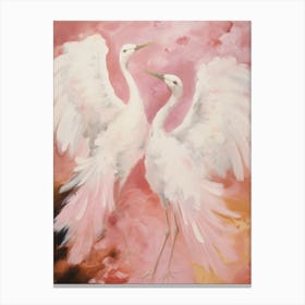 Pink Ethereal Bird Painting Ostrich Canvas Print